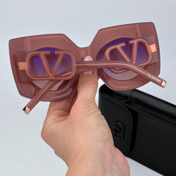 Valentino Women BRAND NEW Sunglasses Titanium Pink Gold Rose Oversized Square main image 7